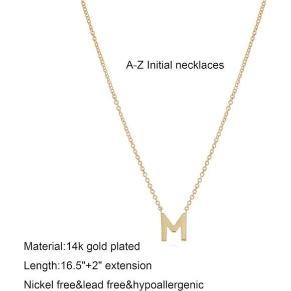 Necklaces 14k Gold Plated Dainty Gold Letter Necklace Tiny Initial Pendant - Picture 6 of 7